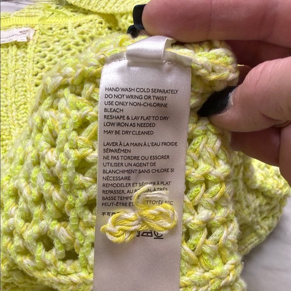 Anthropologie Serenity Open Front Cardigan in Neon Highlighter Yellow size XS/S - Picture 11 of 13